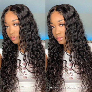 Wholesale 30Inch Brazilian 100% Virgin Human Hair Water Wave HD Lace Frontal Wig Deep Curly Wave Human Hair Wig